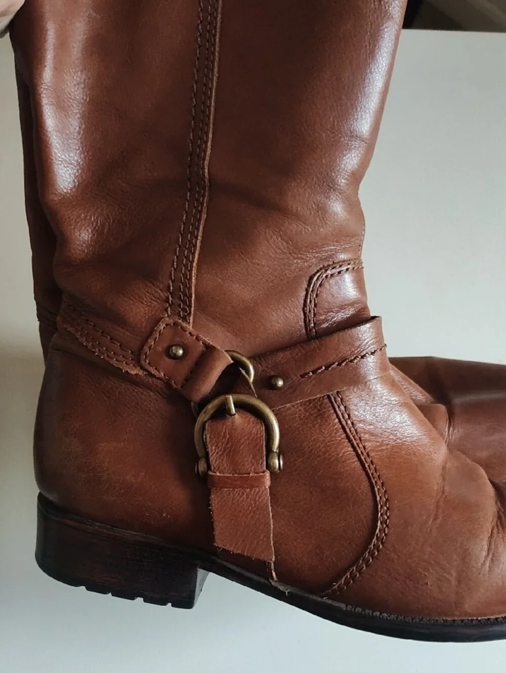 Clarks Brown Leather Knee-High Riding Boots - Picture 3 of 6